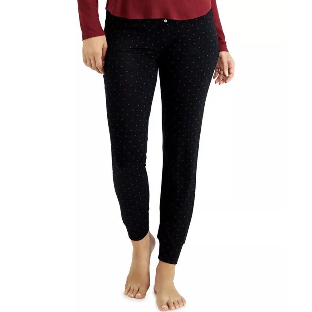 New Alfani Womans Sz XXL Pants Jogger Pajama Soft Stretch Black Heart Lounge NWT